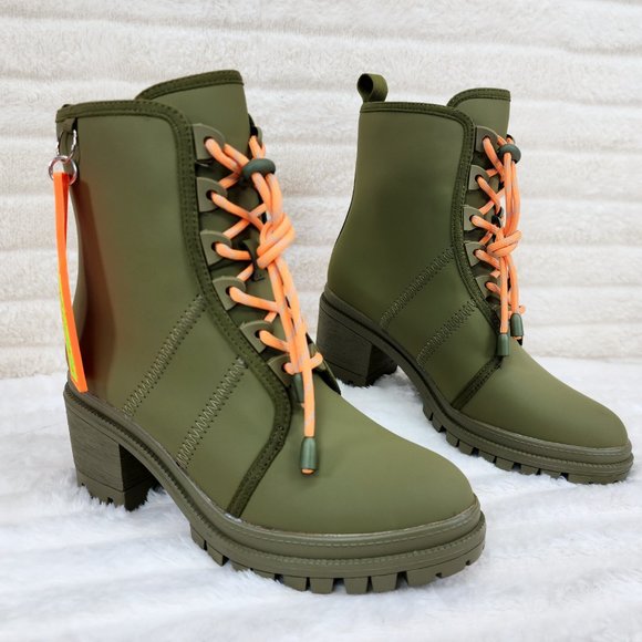 Cape Robbin Stellar Water Resistant Ankle Boots Olive Drab Green - Picture 1 of 8